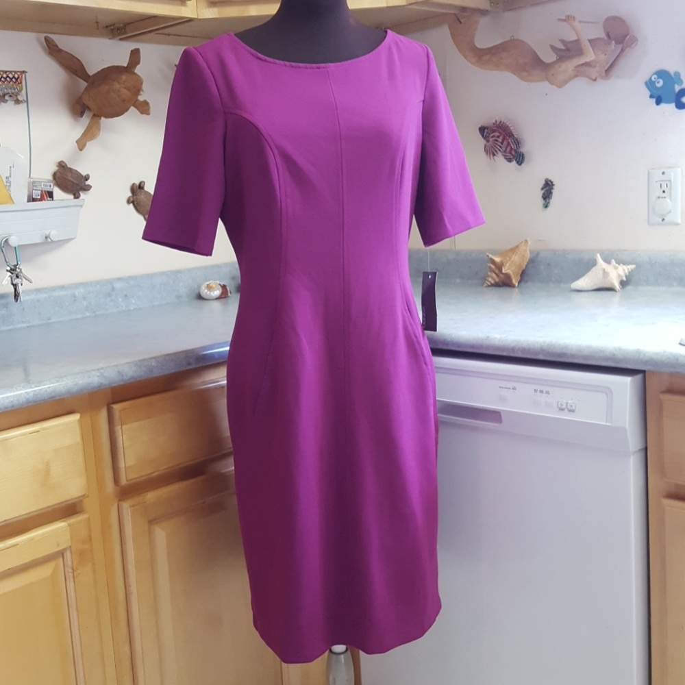 NWT Donna Ricco Career Dress W/Pockets Magenta 10